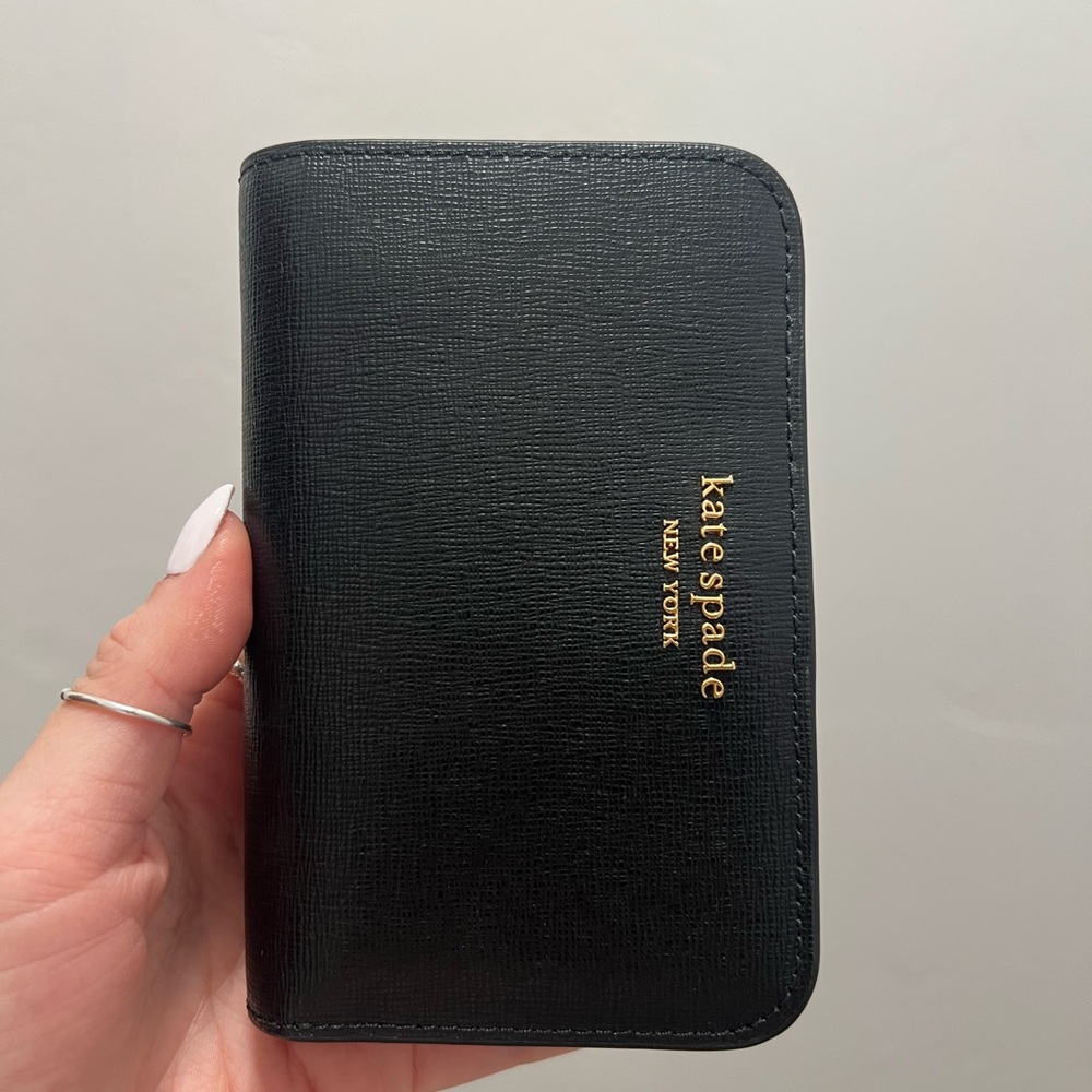 BRAND NEW Kate Spade Black Bifold Card Holder with Pink Interior